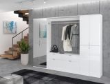 Garderobe mit Spiegel SystemX in wei� Hochglanz Mehrzweckschrank 183 x 193 cm