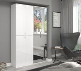Garderobe mit Spiegel SystemX in wei� Hochglanz Schuhschrank mit Spiegelt�r 122 x 193 cm