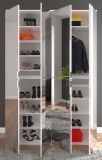 Garderobenschrank SystemX in wei� Hochglanz Flurgarderobe mit Spiegelt�r 212 x 193 cm