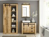 Badezimmer Hochschrank Stove in Used Wood hell und anthrazit Badschrank 93 x 201 cm