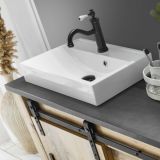 Badm�bel Set 4-teilig Stove in Used Wood hell und anthrazit Badkombination MIT Waschbecken und LED Spiegellampe