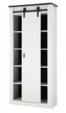 Stauraumschrank Stove in wei� Pinie und anthrazit Landhaus Regalschrank 93 x 201 cm Mehrzweckschrank
