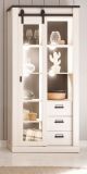 Vitrine Stove in wei� Pinie und anthrazit Landhaus Vitrinenschrank 93 x 201 cm
