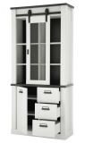 Vitrine Stove in wei� Pinie und anthrazit Landhaus Vitrinenschrank 93 x 201 cm