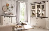 Buffetschrank Stove in wei� Pinie und anthrazit Landhaus Vitrinenschrank 133 x 201 cm