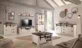 Buffetschrank Stove in wei� Pinie und anthrazit Landhaus Vitrinenschrank 133 x 201 cm