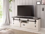 TV-Lowboard Stove in wei� Pinie und anthrazit Landhaus TV Unterteil in Komforth�he 162 x 61 cm