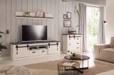 Wandboard Stove in wei� Pinie und anthrazit Landhaus Wandregal 160 cm B�cherregal