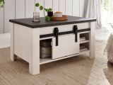 Couchtisch Stove in wei� Pinie und anthrazit Landhaus Beistelltisch 93 x 60 cm
