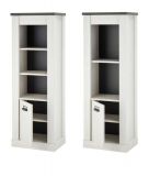 Wohnwand Stove in wei� Pinie und anthrazit Landhaus Wohnkombination 3-teilig 233 x 170 cm
