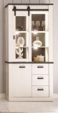 Wohn- und Esszimmer Set Stove in wei� Pinie und anthrazit Landhaus Wohnkombination 2-teilig mit Vitrine und Sideboard