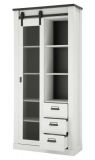 Wohn- und Esszimmer Set Stove in wei� Pinie und anthrazit Landhaus Wohnkombination 2-teilig mit Vitrine und Sideboard