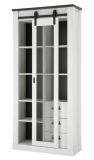 Wohn- und Esszimmer Set Stove in wei� Pinie und anthrazit Landhaus Wohnkombination 2-teilig mit Vitrine und Sideboard