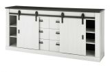 Wohn- und Esszimmer Set Stove in wei� Pinie und anthrazit Landhaus Wohnkombination 2-teilig mit Vitrine und Sideboard