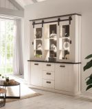 Wohn- und Esszimmer Set Stove in wei� Pinie und anthrazit Landhaus Wohnkombination 2-teilig mit Buffetschrank und Sideboard
