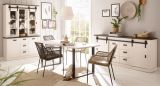 Wohn- und Esszimmer Set Stove in wei� Pinie und anthrazit Landhaus Wohnkombination 2-teilig mit Buffetschrank und Sideboard