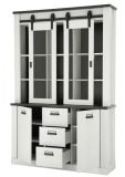 Esszimmer Set Stove in wei� Pinie und anthrazit Landhaus Speisezimmer 3-teilig mit Buffetschrank, Esstisch und Sideboard