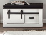 Garderobe Sitzbank Stove in wei� Pinie und anthrazit Landhaus Garderobenbank 93 x 46 cm