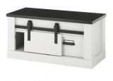 Garderobe Sitzbank Stove in wei� Pinie und anthrazit Landhaus Garderobenbank 93 x 46 cm
