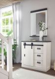 Garderobe Set 2-teilig Stove in wei� Pinie und anthrazit Landhaus Garderobenkombination mit Kommode und Spiegel