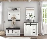 Garderobe Set 2-teilig Stove in wei� Pinie und anthrazit Landhaus Garderobenkombination mit Kommode und Spiegel