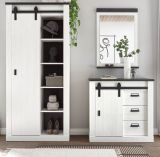 Garderobe Set 3-teilig Stove in wei� Pinie und anthrazit Landhaus Garderobenkombination 206 x 201 cm
