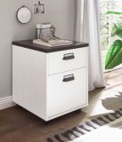 Rollcontainer Stove in wei� Pinie und anthrazit Landhaus Schreibtisch Container 47 x 60 cm