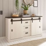 B�ro Kommode Stove in wei� Pinie und anthrazit Landhaus Sideboard 162 x 91 cm
