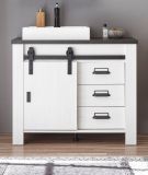Waschbeckenunterschrank MIT Waschbecken Stove in wei� Pinie und anthrazit Landhaus Waschtisch 95 cm