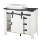 Waschbeckenunterschrank MIT Waschbecken Stove in wei� Pinie und anthrazit Landhaus Waschtisch 95 cm