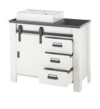 Waschbeckenunterschrank MIT Waschbecken Stove in wei� Pinie und anthrazit Landhaus Waschtisch 95 cm