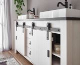 Doppelwaschtisch Stove in wei� Pinie und anthrazit Landhaus Waschtisch Set inkl. 2 x Waschbecken 164 cm