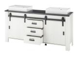 Doppelwaschtisch Stove in wei� Pinie und anthrazit Landhaus Waschtisch Set inkl. 2 x Waschbecken 164 cm