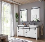 Badezimmer Spiegel Stove in wei� Pinie und anthrazit Landhaus Badspiegel mit Ablage 56 x 95 cm