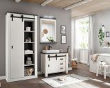 Badezimmer Spiegel Stove in wei� Pinie und anthrazit Landhaus Badspiegel mit Ablage 56 x 95 cm