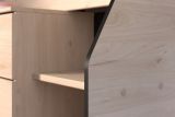 Parisot Hochbett Milky2 in Eiche Jackson und schwarz Kinder- und Jugendzimmer Bett mit Stauraum