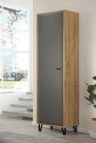 Garderobenschrank Blanshe in Filz grau und Eiche Navarra Garderobe oder gro�er Schuhschrank 60 x 200 cm
