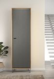 Garderobenschrank Blanshe in Filz grau und Eiche Navarra Garderobe oder gro�er Schuhschrank 60 x 200 cm
