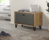 Garderobe Sitzbank Blanshe in Filz grau und Eiche Navarra Garderobenbank 79 x 51 cm