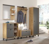Garderobe Sitzbank Blanshe in Filz grau und Eiche Navarra Garderobenbank 79 x 51 cm