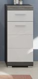 Badezimmer Kommode Shawn in wei� Hochglanz und Rauchsilber grau Badschrank 37 x 88 cm