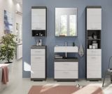 Waschbeckenunterschrank Shawn in wei� Hochglanz und Rauchsilber grau mit Schubladen 60 x 56 cm