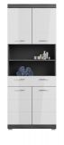 Badezimmer Hochschrank Shawn in wei� Hochglanz und Rauchsilber grau Badschrank 74 x 191 cm