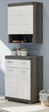Badezimmer H�ngeschrank Shawn in wei� Hochglanz und Rauchsilber grau Badschrank 74 x 79 cm