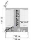 Badezimmer H�ngeschrank Shawn in wei� Hochglanz und Rauchsilber grau Badschrank 74 x 79 cm