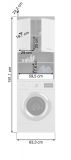 Waschmaschinenschrank Shawn in wei� Hochglanz und Rauchsilber grau Waschmaschinen �berbau 63 x 191 cm