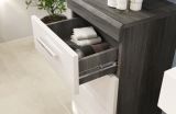 Badm�bel Set 5-teilig Shawn in wei� Hochglanz und Rauchsilber grau Badkombination 164 x 191 cm