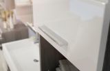 Badm�bel Set 2-teilig Shawn in wei� Hochglanz und Rauchsilber grau mit Waschbeckenunterschrank und Badspiegel 60 cm