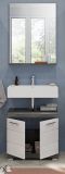 Badm�bel Set 2-teilig Shawn in wei� Hochglanz und Rauchsilber grau mit Waschbeckenunterschrank und Badspiegel 60 cm