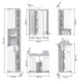 Badm�bel Set 5-teilig Shawn in wei� Hochglanz und Rauchsilber grau Badkombination 164 x 191 cm